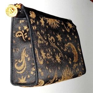 Vintage Stars Moon Black Gold Makeup Cosmetic Bag